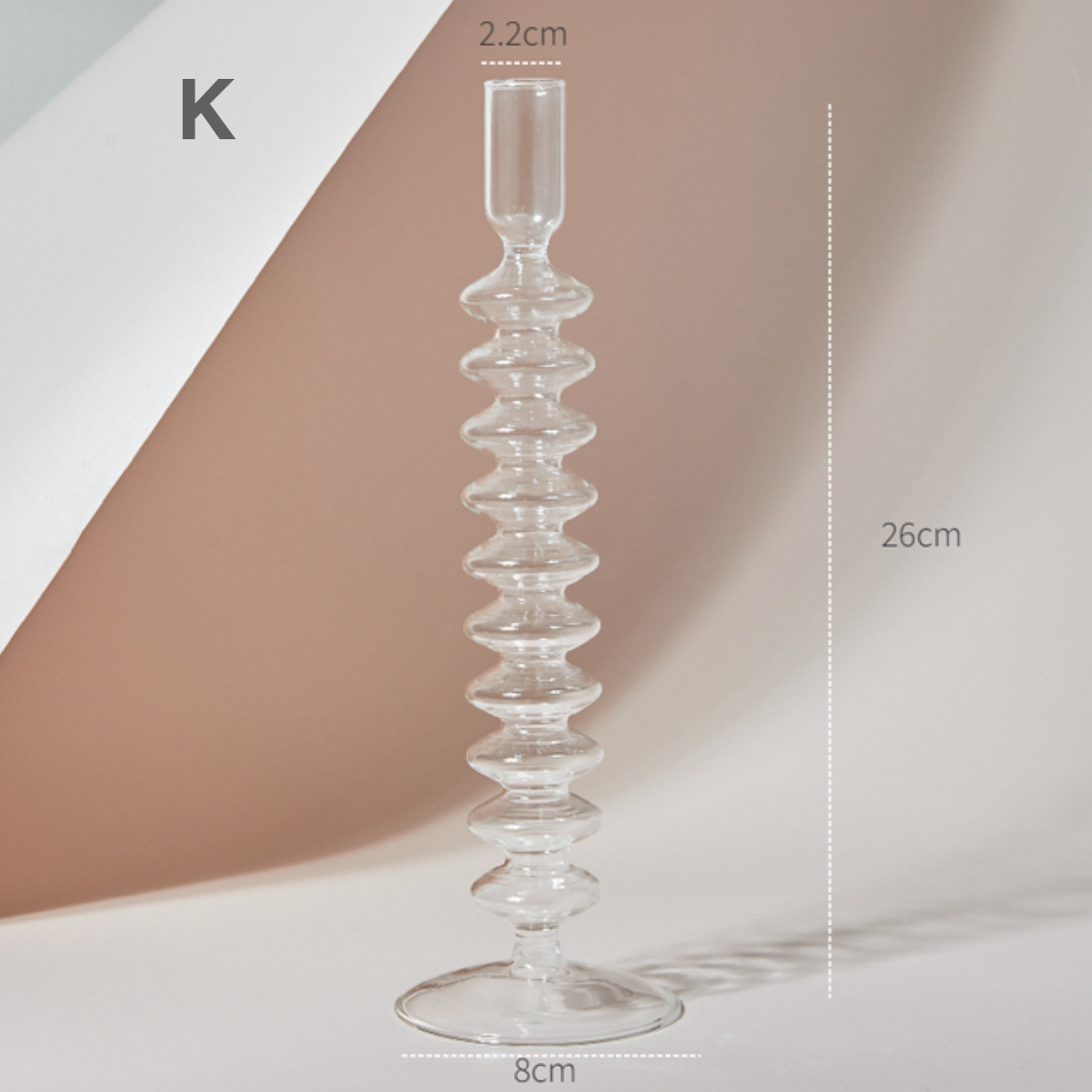 Modern Clear Glass Candle Holder PAIR, candlestick, candle stick