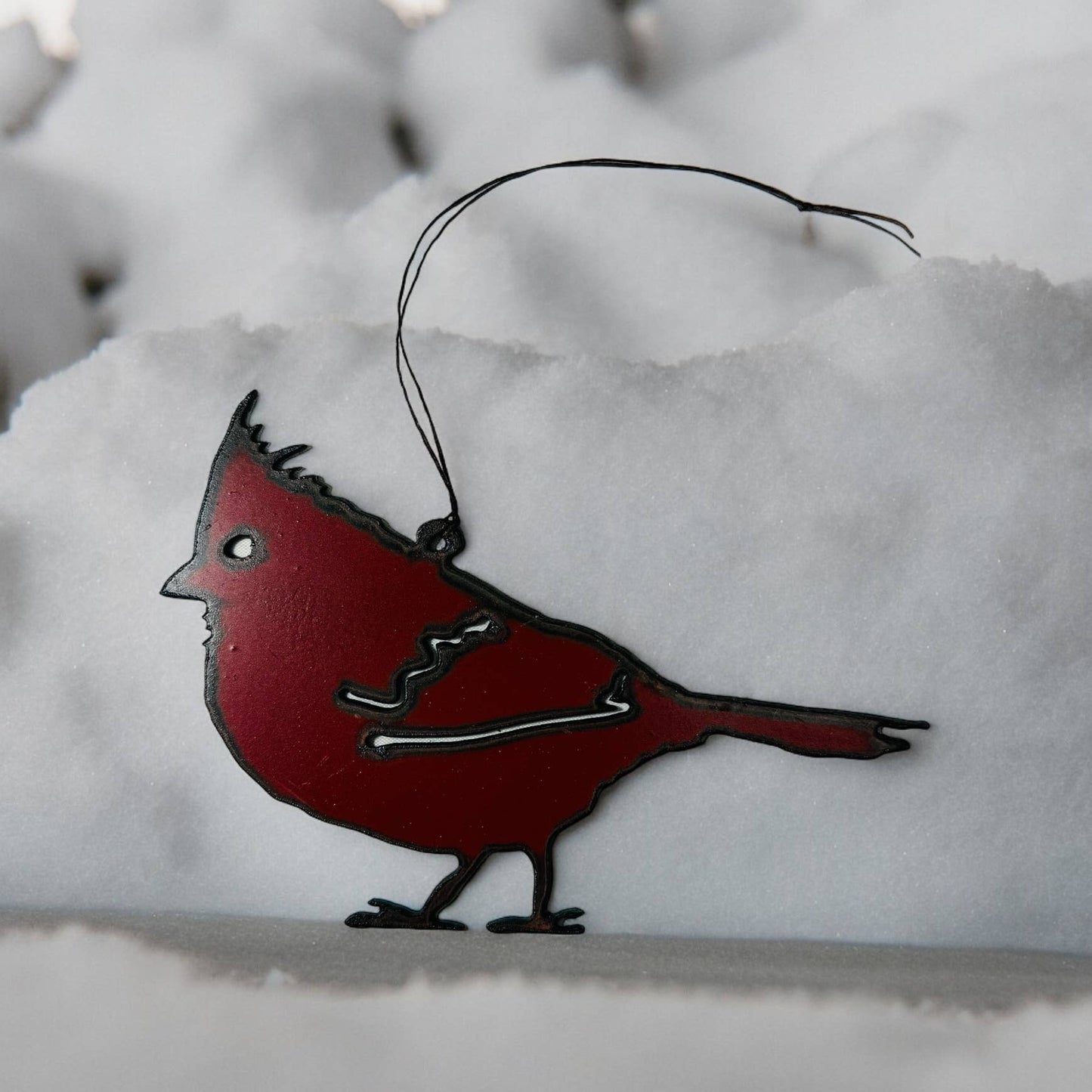 Cardinal ornament nature bird metal gift recycled Christmas