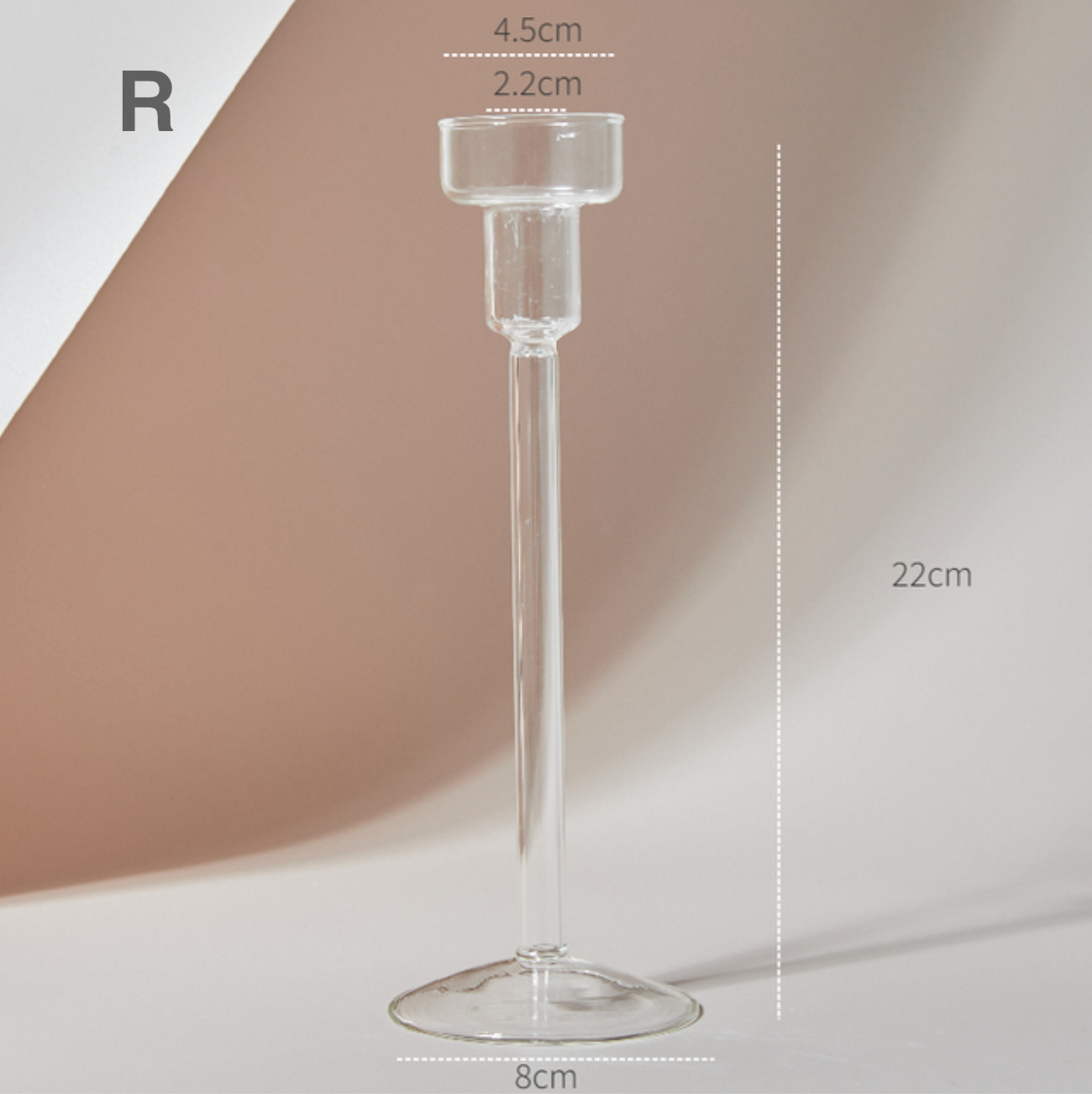 Modern Clear Glass Candle Holder PAIR, candlestick, candle stick