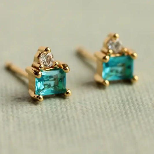 Art Deco Aquamarine Studs