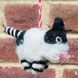 Cat Christmas Ornament, grey, gray