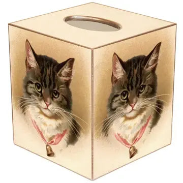 Cat with Bell Tissue Box