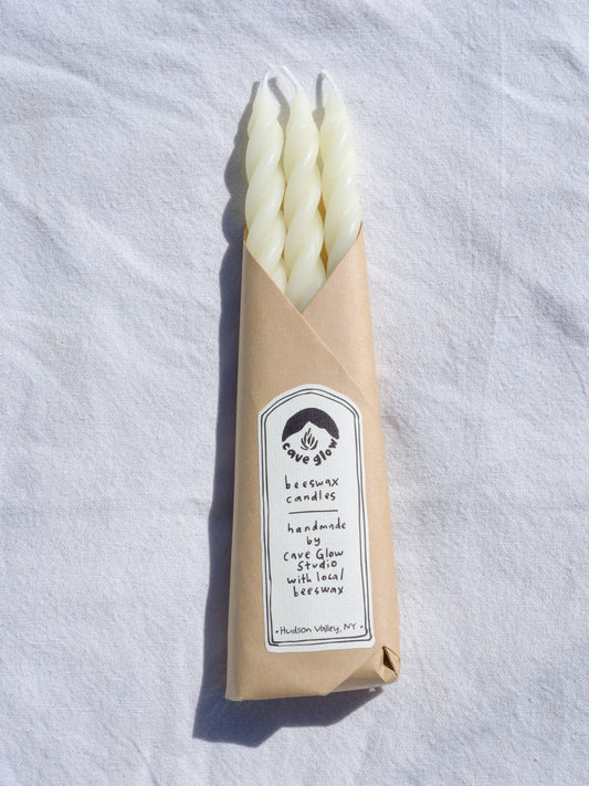 White Beeswax Taper Candle, single candle