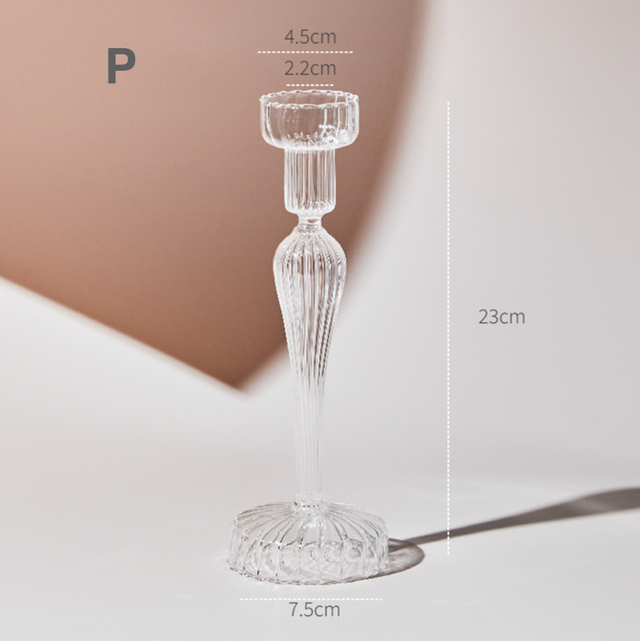 Modern Clear Glass Candle Holder PAIR, candlestick, candle stick