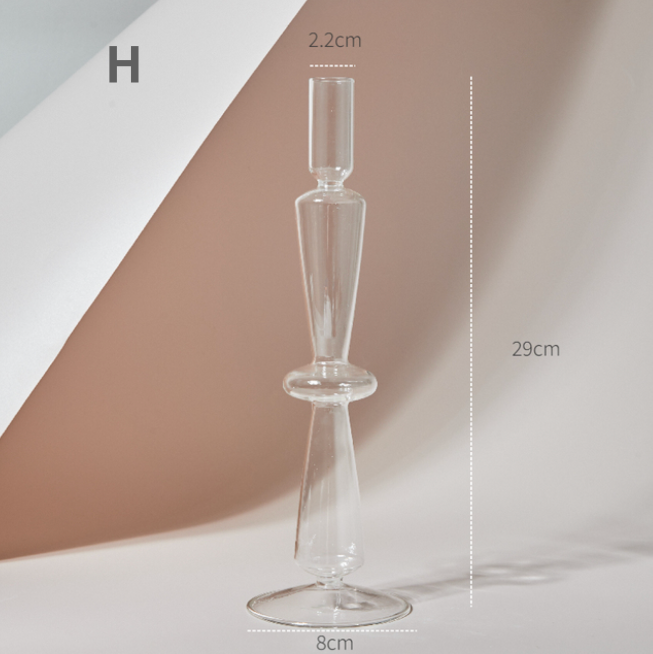 Modern Clear Glass Candle Holder PAIR, candlestick, candle stick