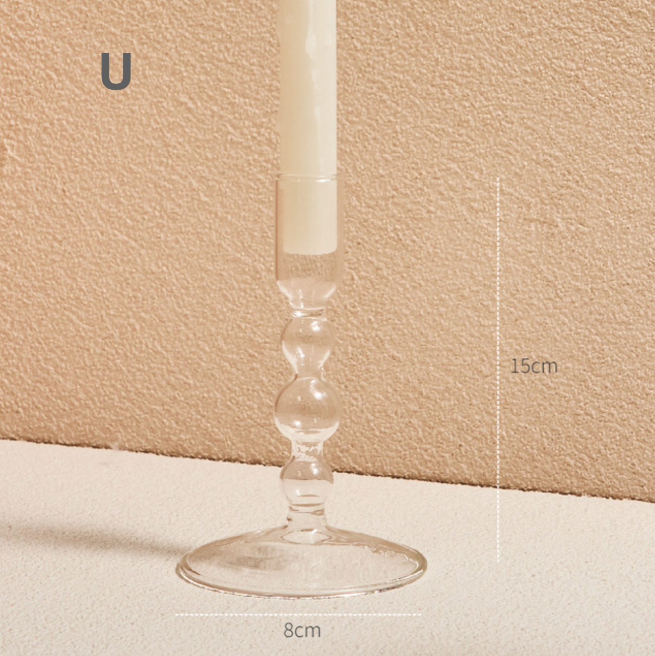 Modern Clear Glass Candle Holder PAIR, candlestick, candle stick