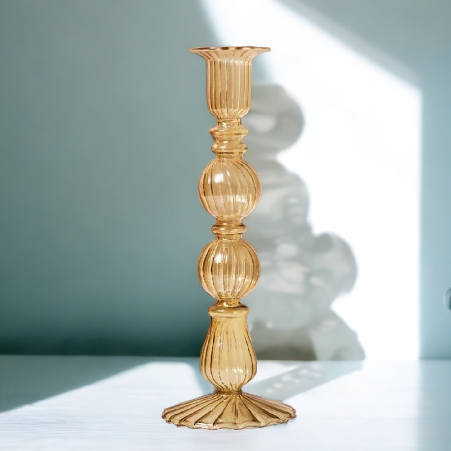 Artist Style Glass Candlestick Holder PAIR, candle stick