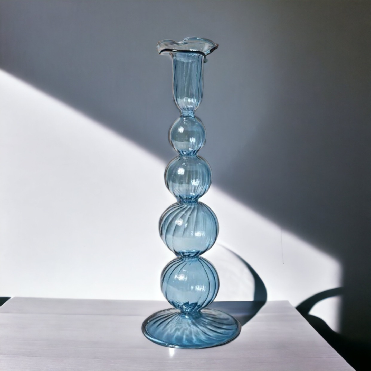 Artist Style Glass Candlestick Holder PAIR, candle stick