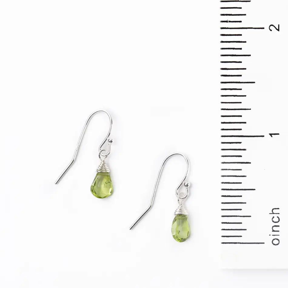 Peridot Briolette Earrings with Silver wires
