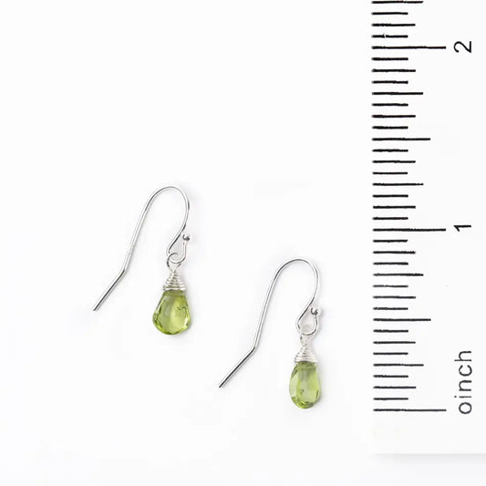 Peridot Briolette Earrings with Silver wires