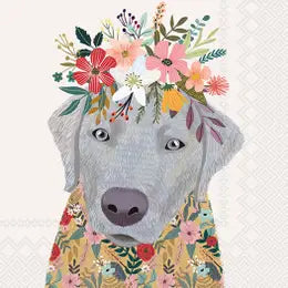 Mia Charro Dog, Floral napkin, cocktail