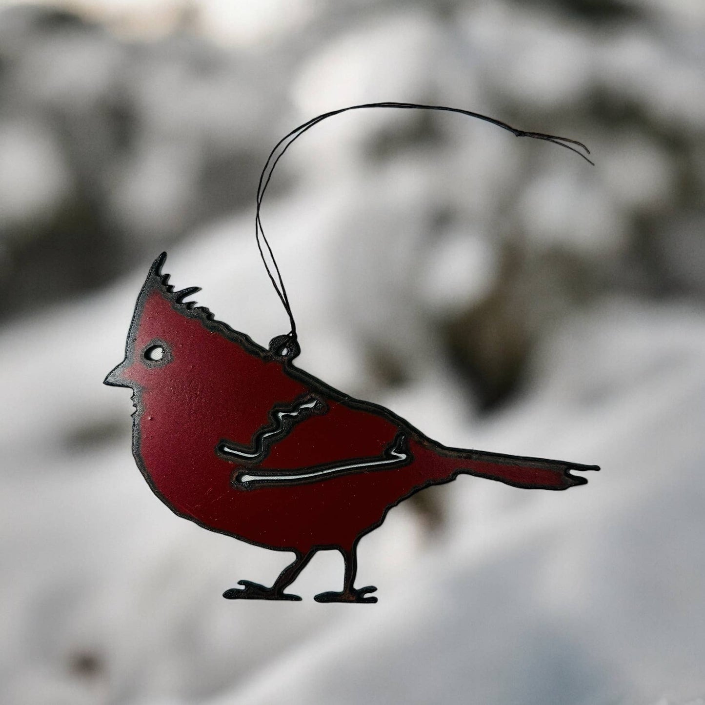 Cardinal ornament nature bird metal gift recycled Christmas