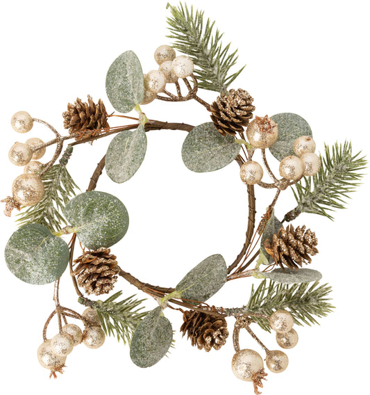 Med size candle ring, champagne gold berries or  red berries 3.5in,6.25in