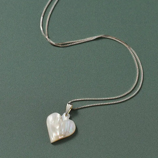 Mother of Pearl Heart Necklace, pendant
