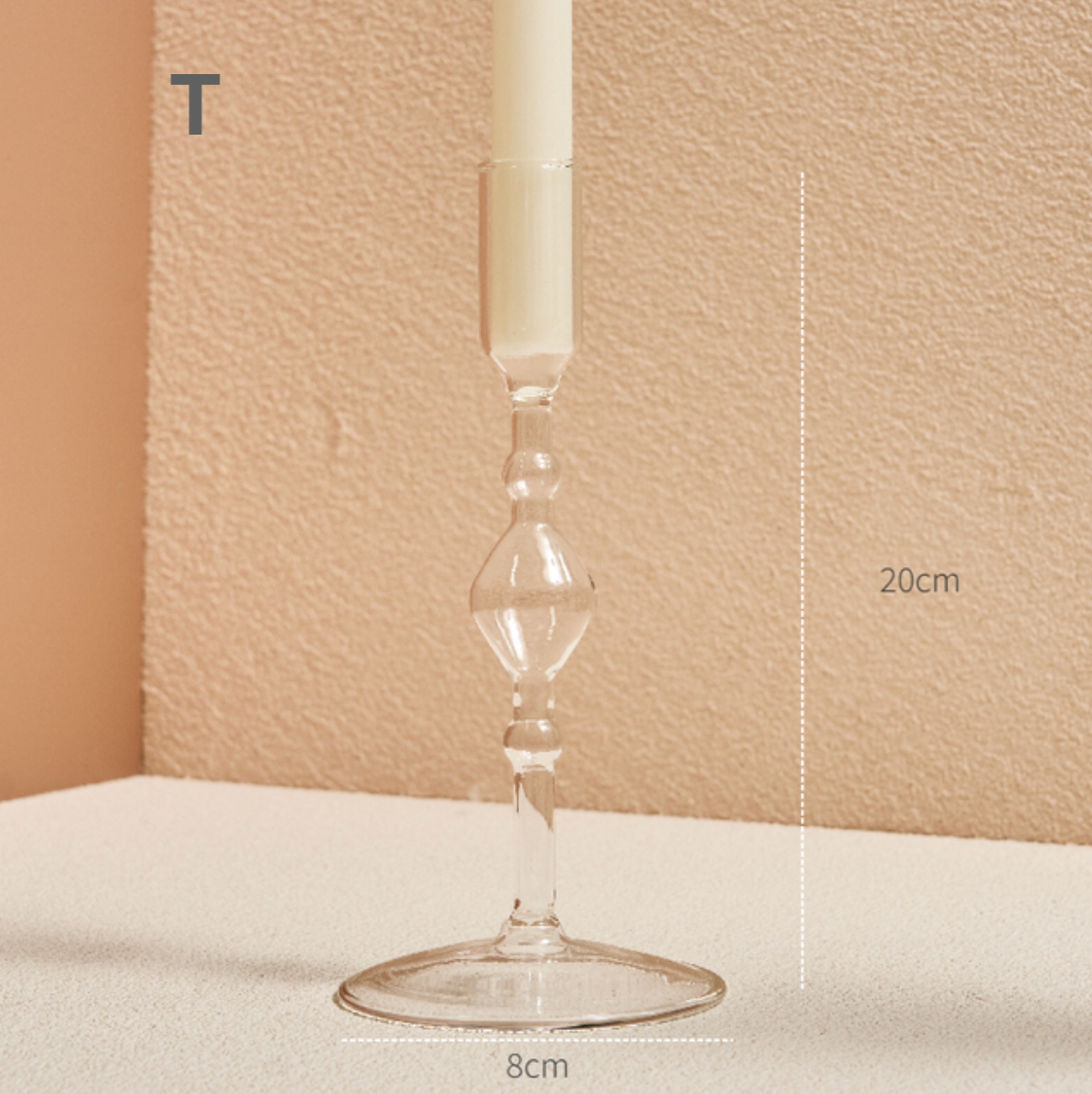 Modern Clear Glass Candle Holder PAIR, candlestick, candle stick