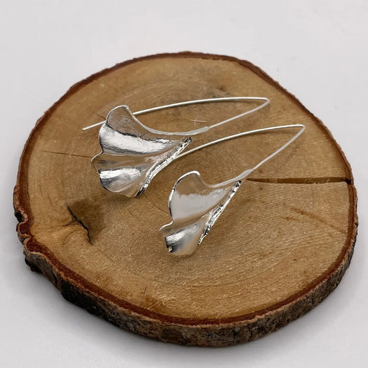 Sterling Gingko Drop Earrings