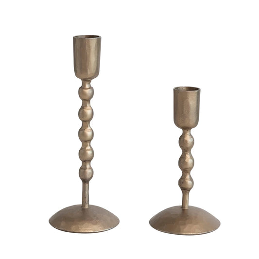 Hand Forged Cast Iron Ball Taper Candle Holder,Brass Antique Finish