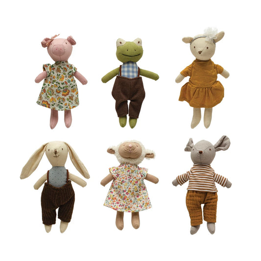 Lovies, Small Plush Toys, animal (Pig, rabbit, frog, sheep, dog, mouse, bear, dinosaur, monkey, donkey)