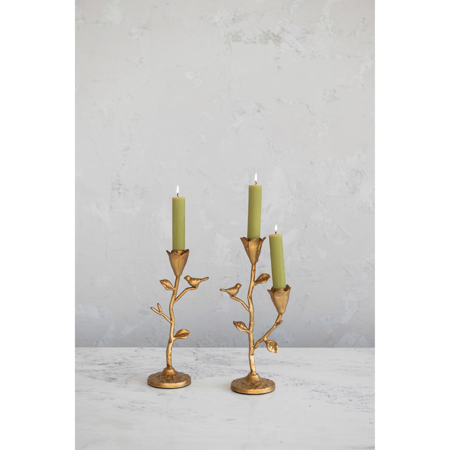 Candelabra with Flowers and Birds, candle holder, taper holder