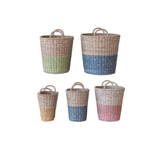 Woven Water Hyacinth and Rattan Baskets