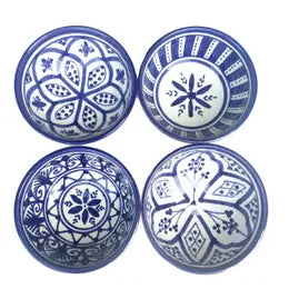 Set of 4 Patterned Tapas Bowls, blue, green, mini bowl, petite, small