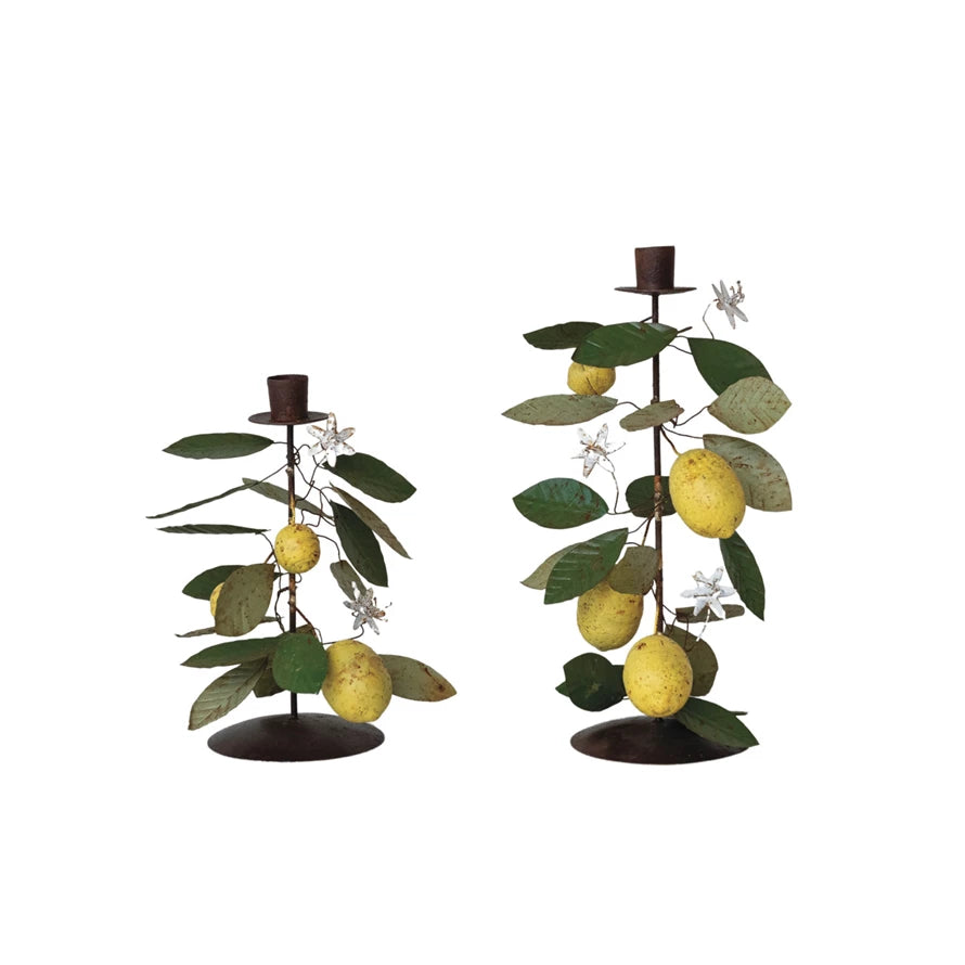 Metal Candle Holder with Lemons, sold in pairs