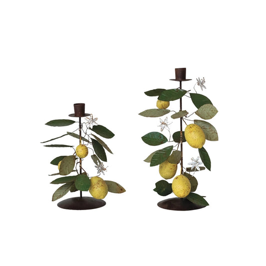 Metal Candle Holder with Lemons, sold in pairs