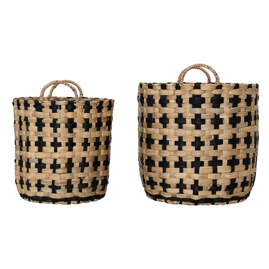 Woven Hyacinth Baskets with Handles