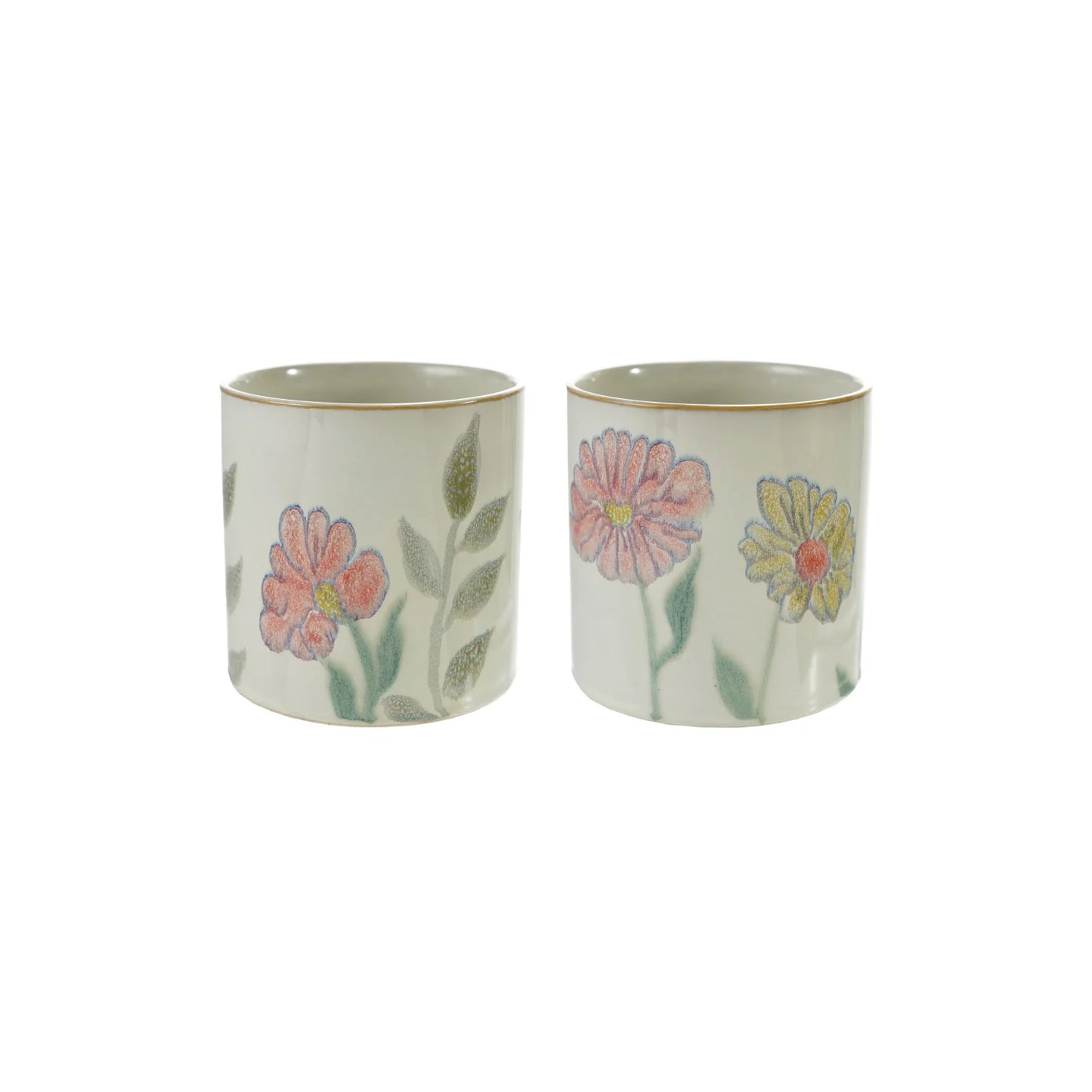 Stoneware Flowered Planter