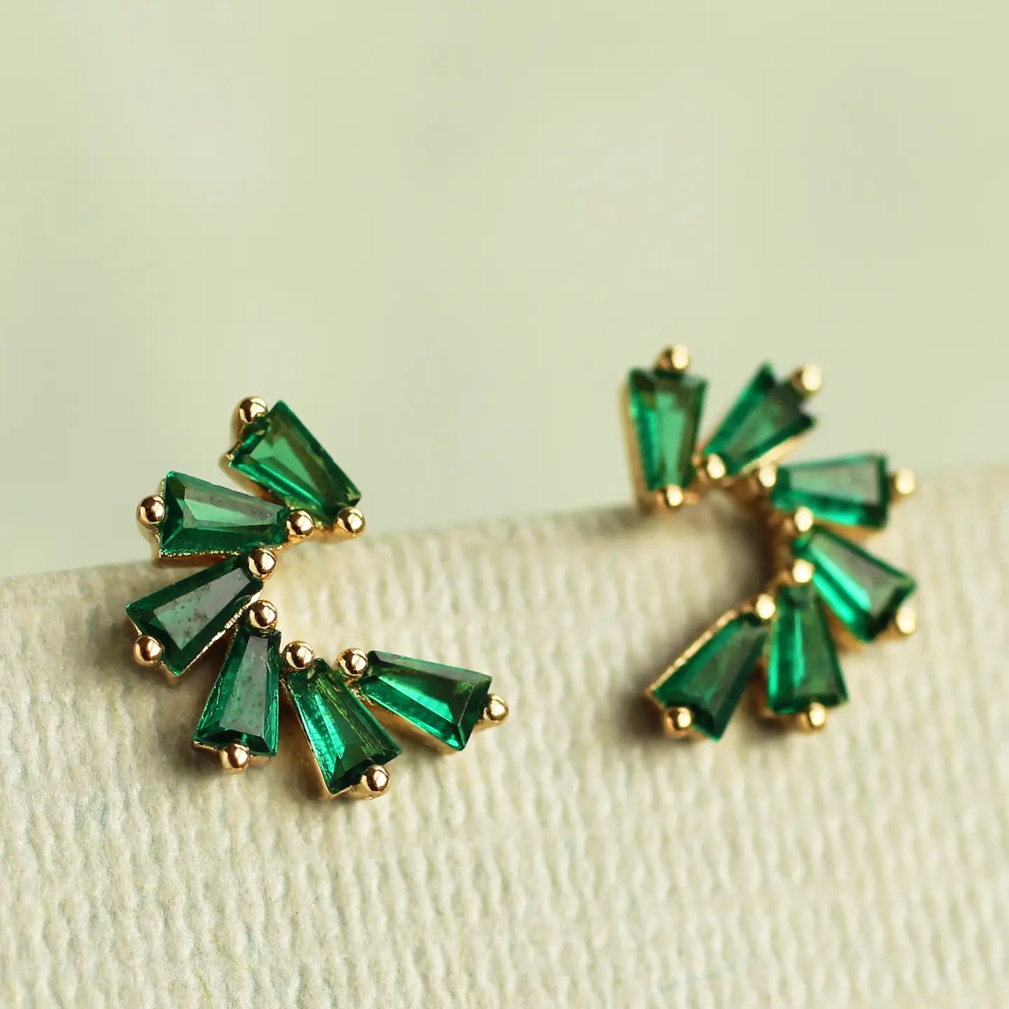 Pinwheel Emerald Studs