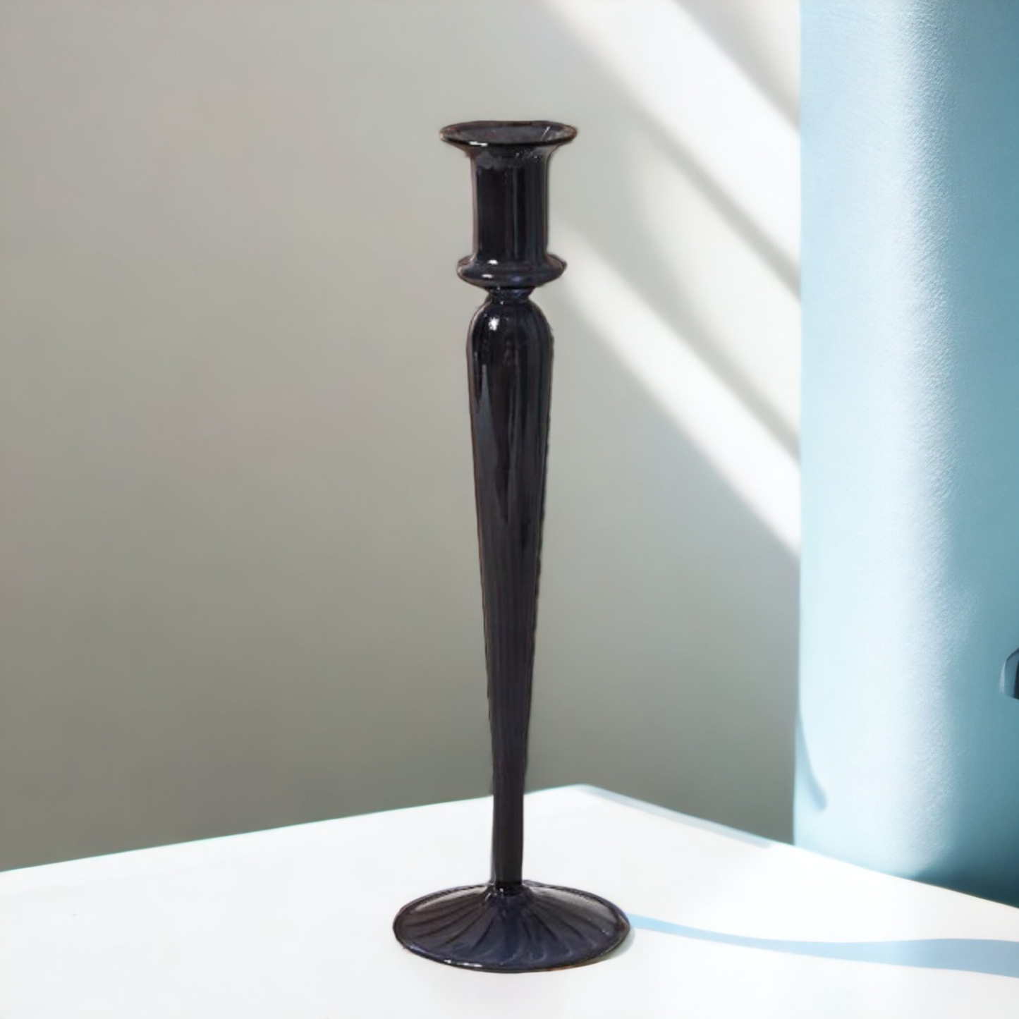 Artist Style Glass Candlestick Holder PAIR, candle stick