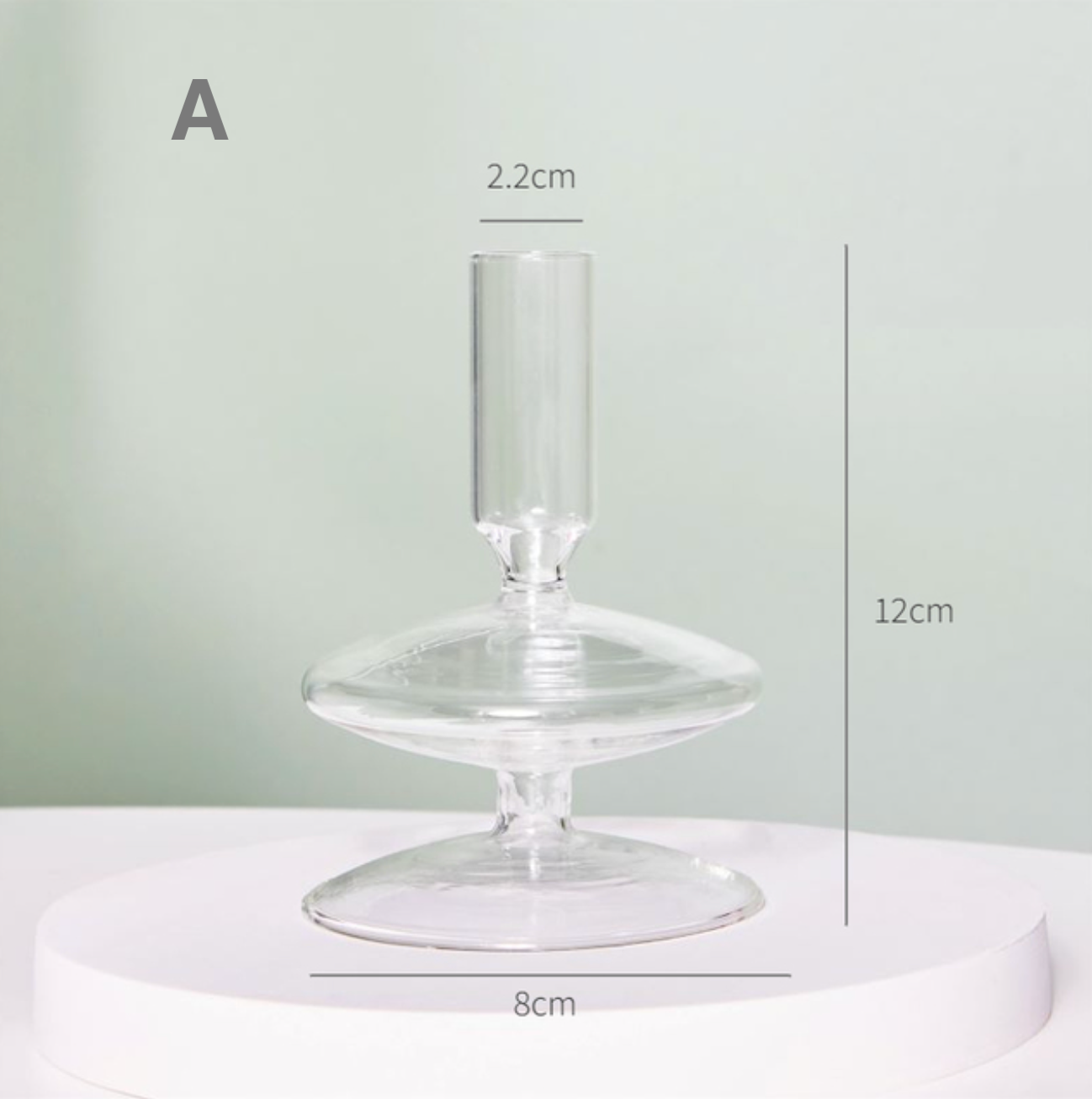 Modern Clear Glass Candle Holder PAIR, candlestick, candle stick