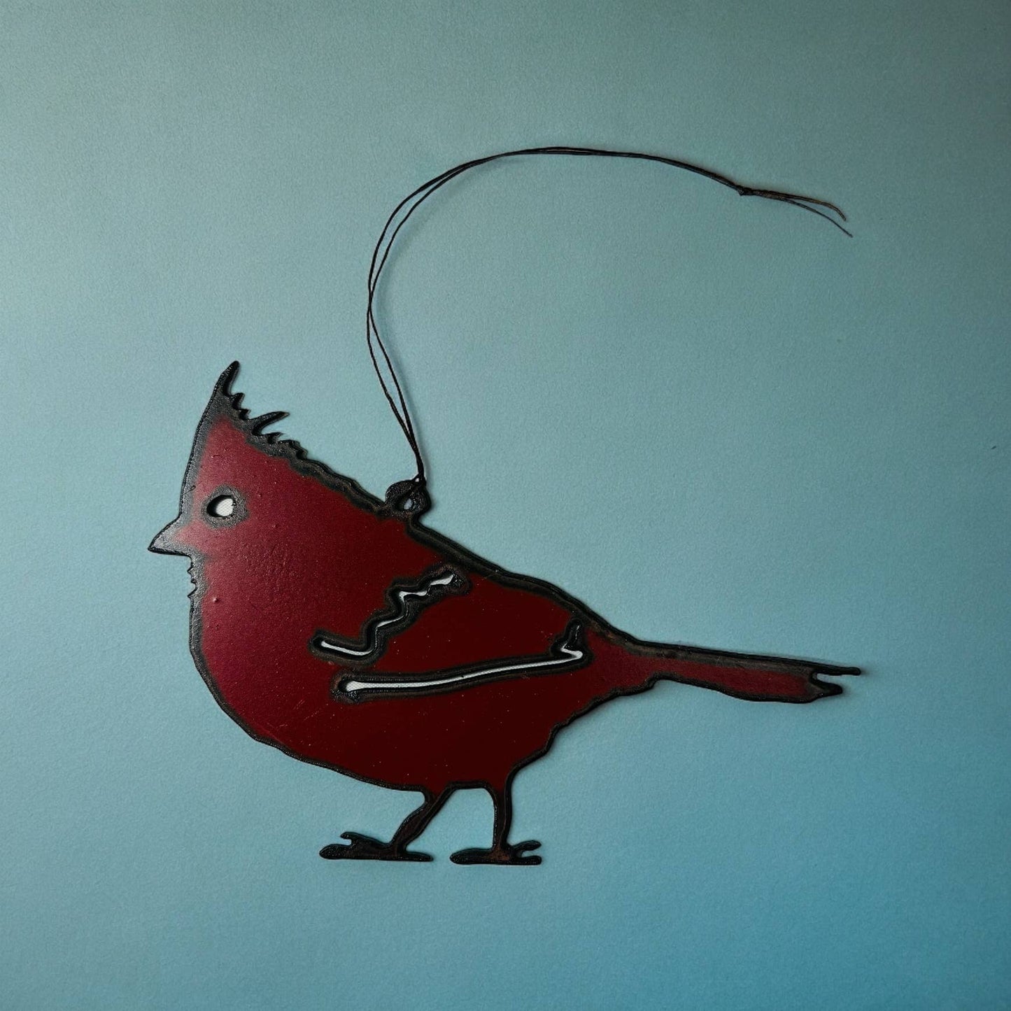 Cardinal ornament nature bird metal gift recycled Christmas