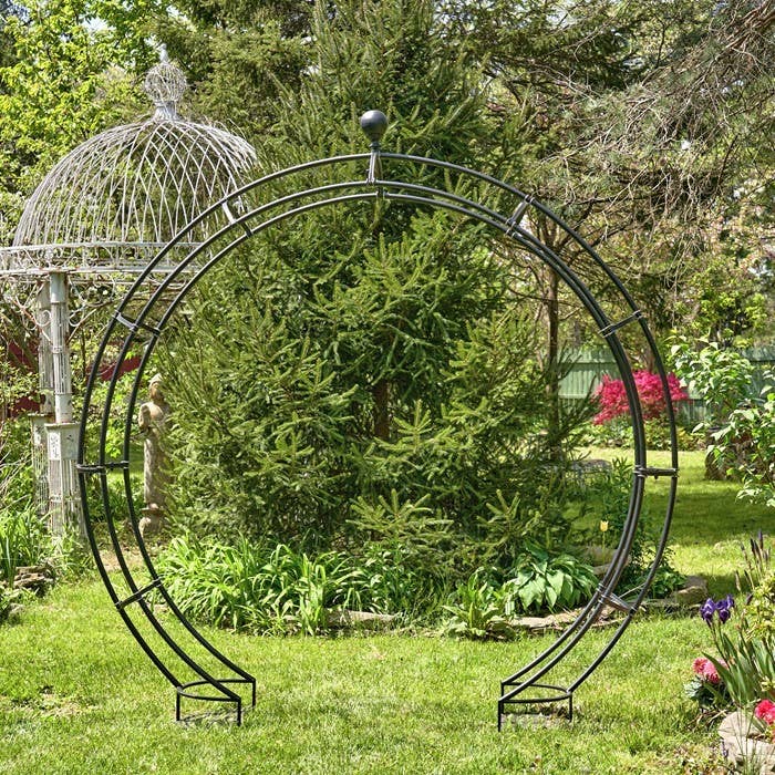 Iron Moon Arbor with Stands in Antique Black Fall Decor, arch - GET STAKES AND INSTRUCTIONS FROM RIGHT DRAWER!!!