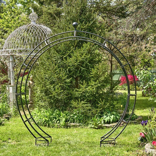 Iron Moon Arbor with Stands in Antique Black Fall Decor, arch - GET STAKES AND INSTRUCTIONS FROM RIGHT DRAWER!!!