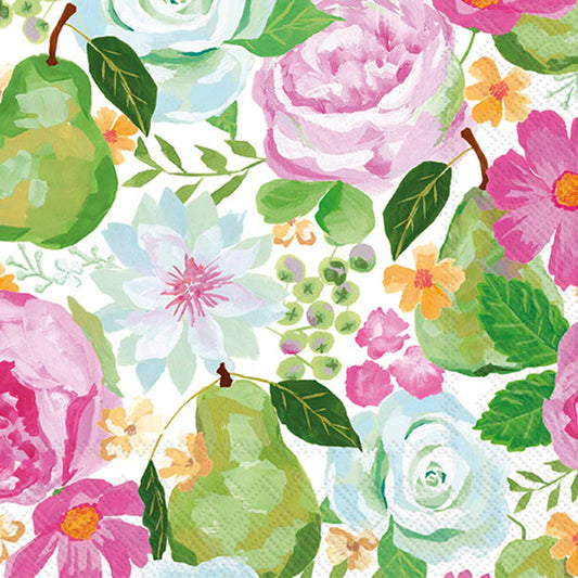 Paper Cocktail Napkins 20ct Flowers And Pears