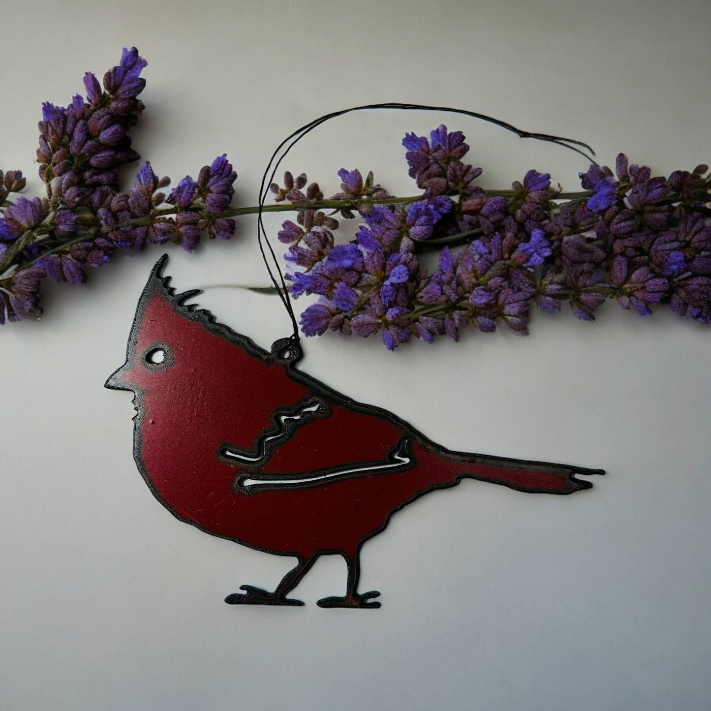 Cardinal ornament nature bird metal gift recycled Christmas