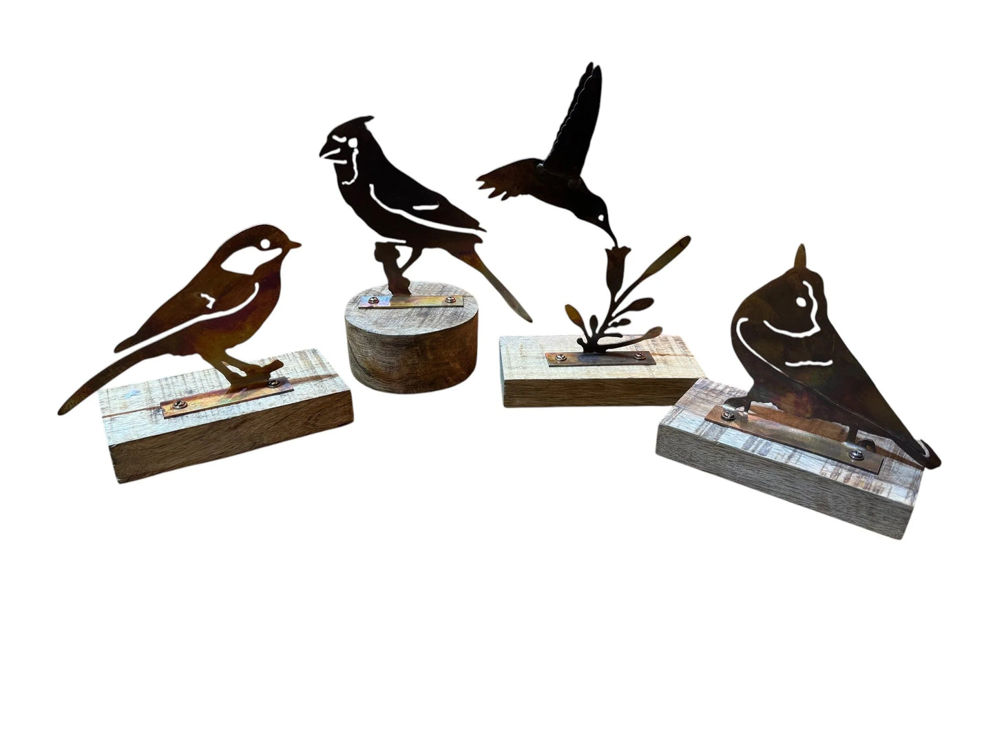Copper Bird on a Wooden Base