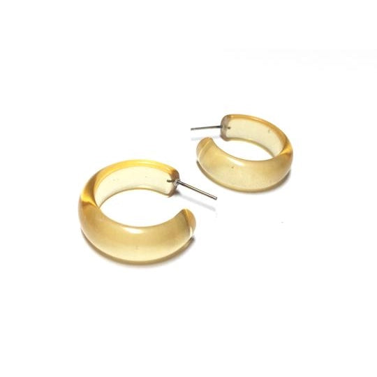 Champagne Pale Yellow Small Simple Hoop Earrings, tan, gold