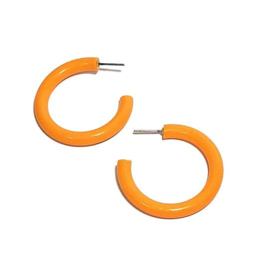 Marigold Orange Lucite Tube Hoop Earrings