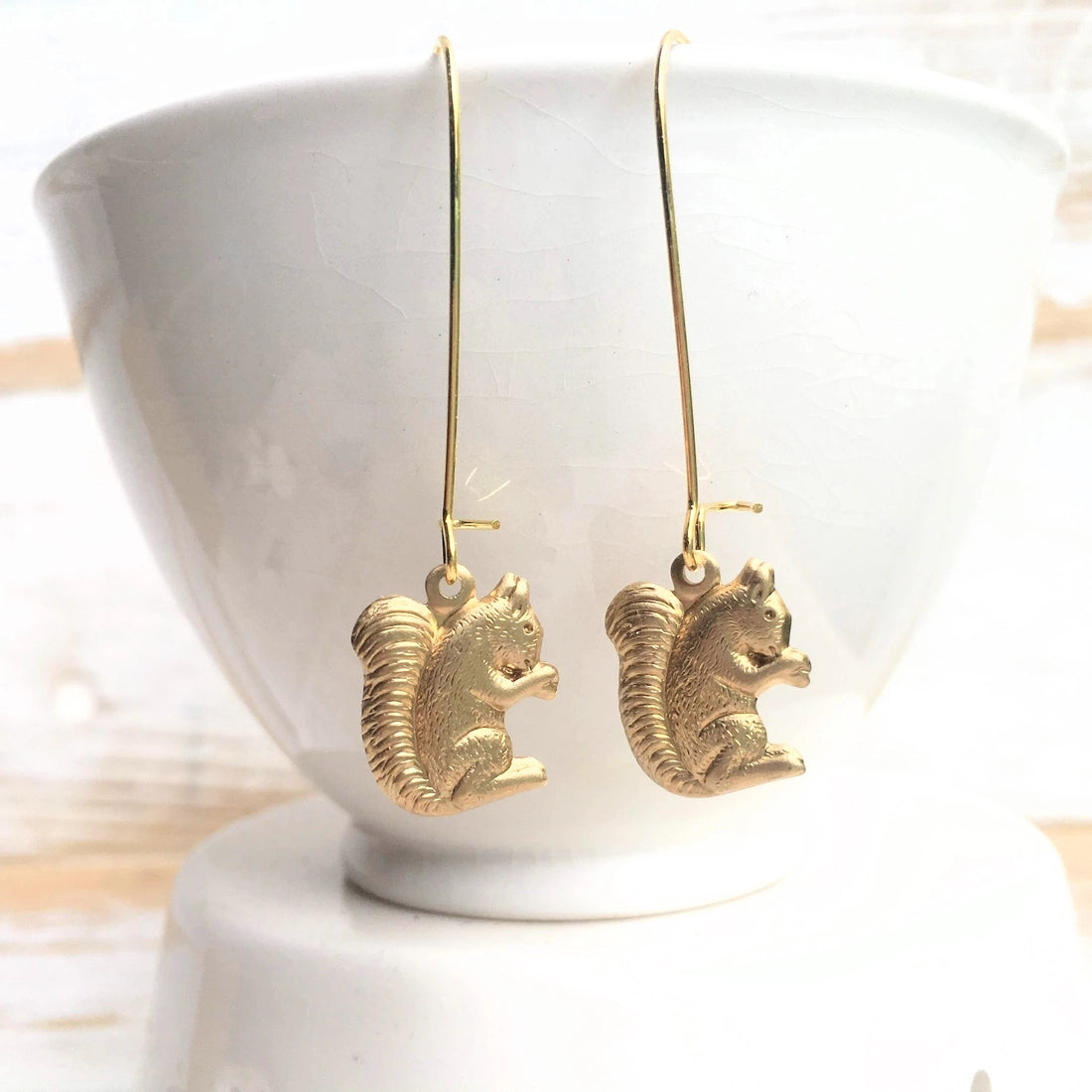 Gold Squirrel Earrings