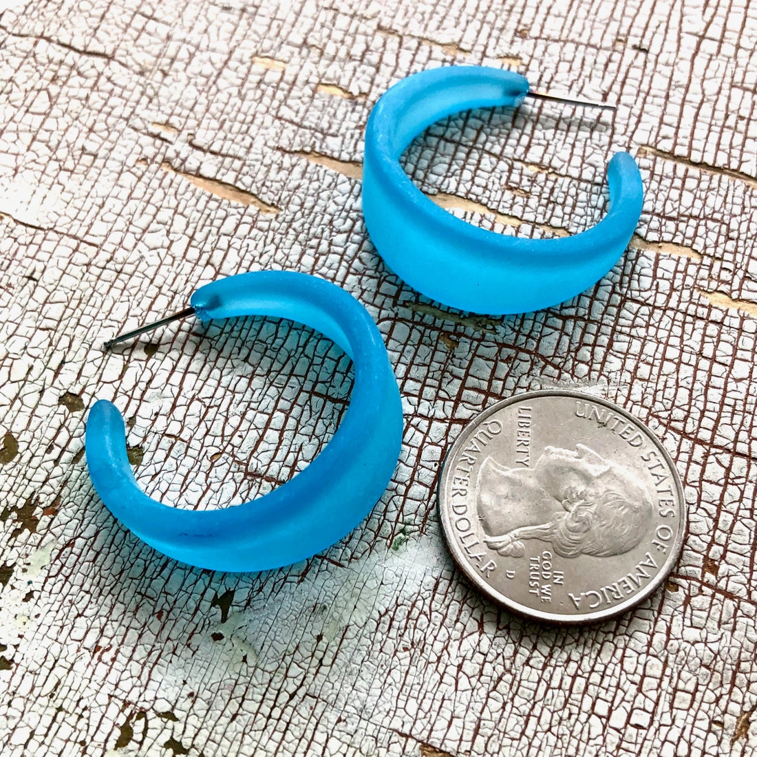 Aqua Blue Marilyn Hoop Earrings