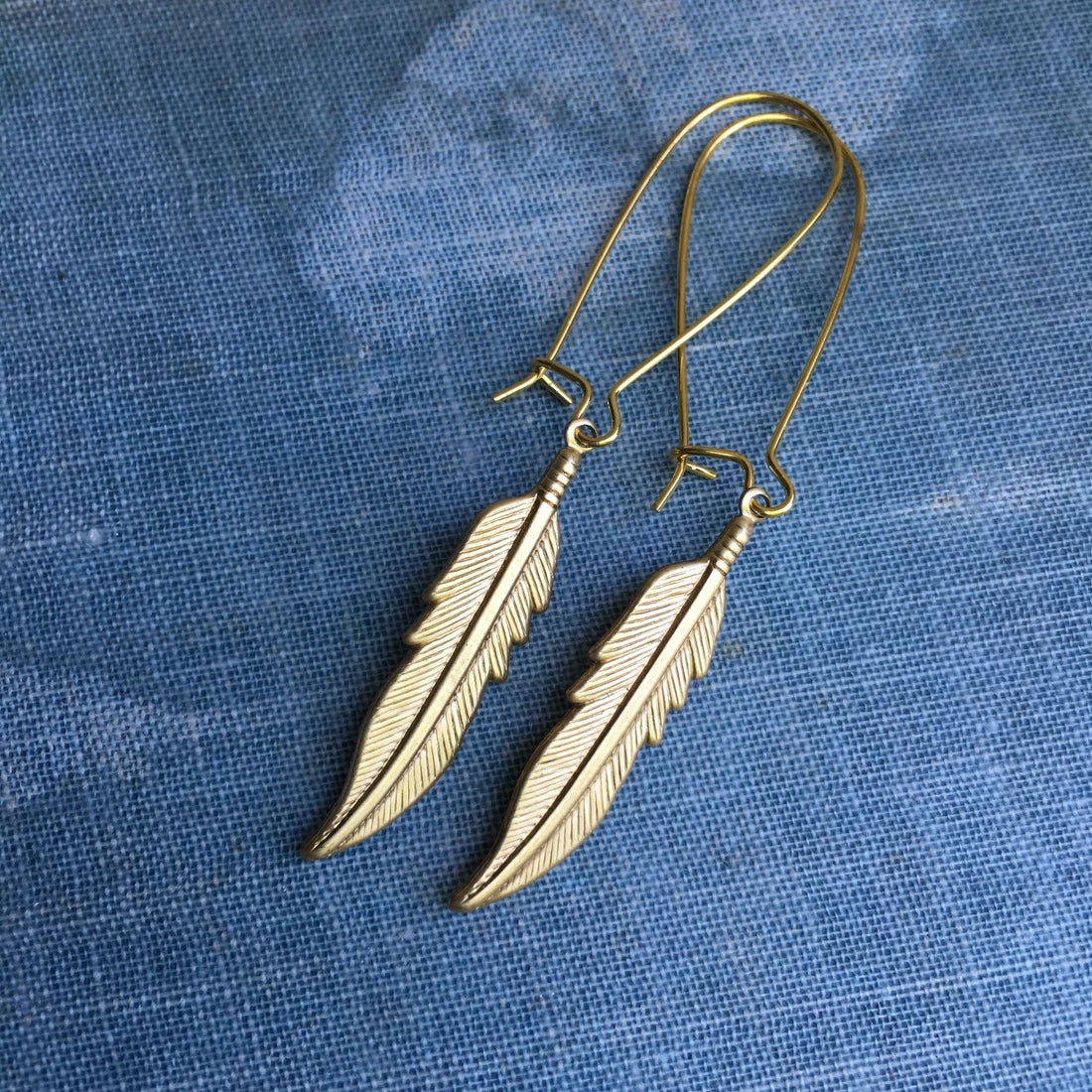 Long Gold Feather Earrings