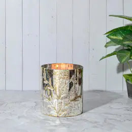 Silver Flowered Candle Holder