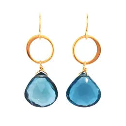 Blue Moon Gem Earrings, gold