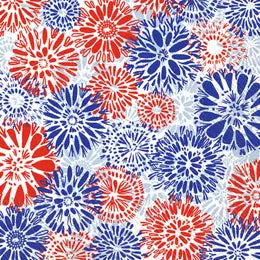 Red, White and Blue Fireworks Cocktail Napkins, July Flowers