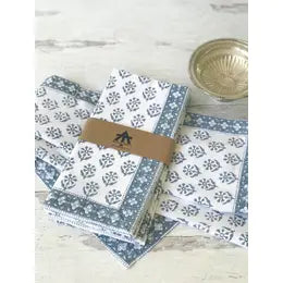 Denim Blue Napkins, flowers