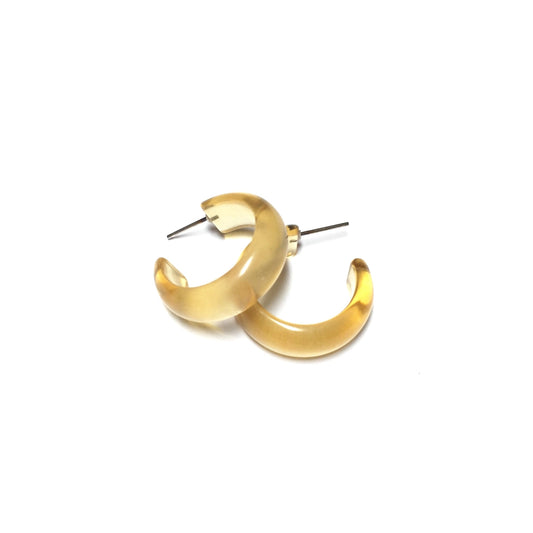 Champagne Pale Yellow Small Simple Hoop Earrings, tan, gold