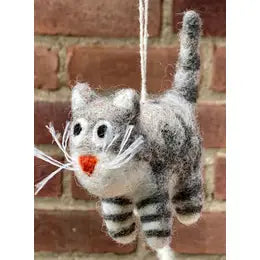 Cat Christmas Ornament, grey, gray
