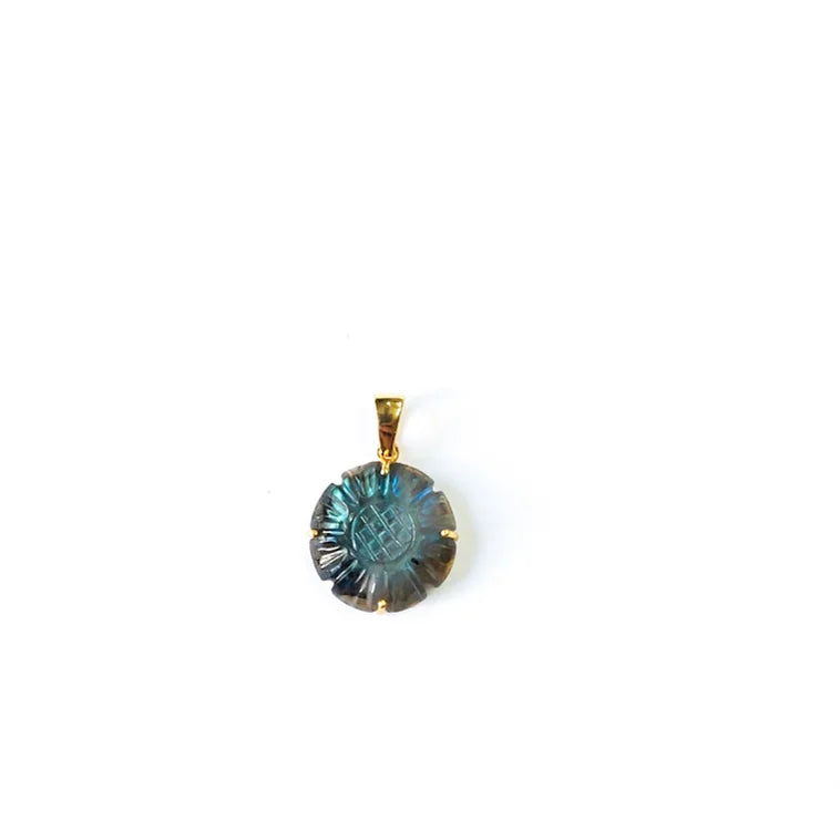 Labradorite Sunflower Pendant, Necklace